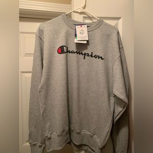 Brand new Champion crew neck pullover sweater, size M, grey. NWT